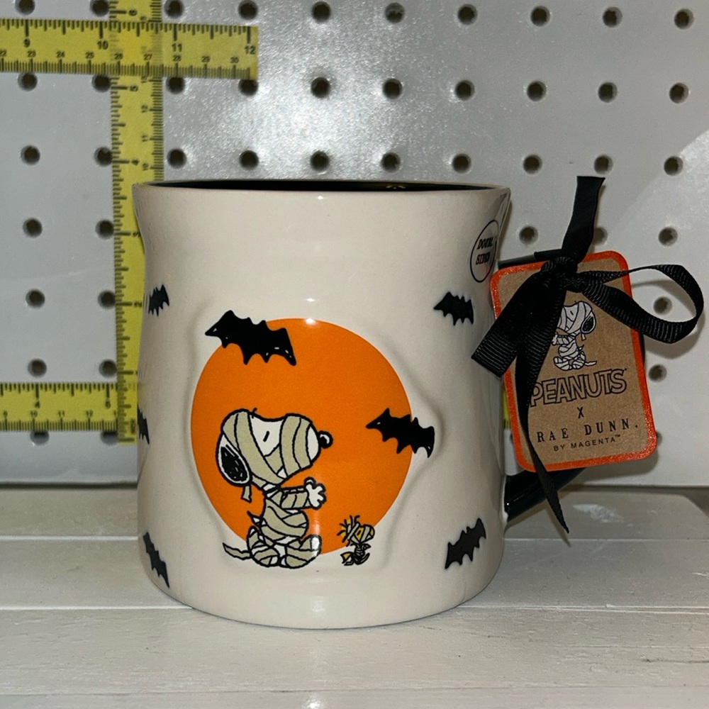 Rae Dunn Peanuts Snoopy Halloween Pumpkin Mug Wide Mouth Coffee Cup NWT